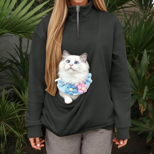 Sudadera con bolsillo para gatos y forro polar suave para tardes relajadas en casa XL 2