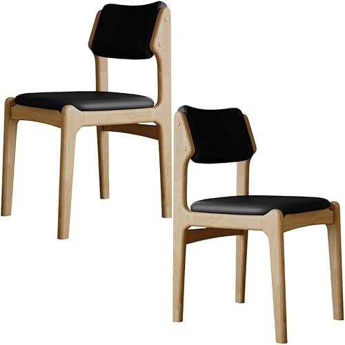 Miniatura 35 de YVYKFZD Wooden Dining Chairs Set, Leather Dining Room Chair with Back, Upholstered Kitchen Chairs, Armless Living Room Chair, for Bedroom Offices