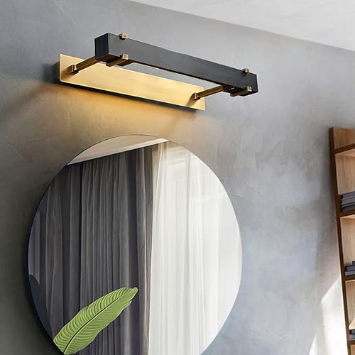 Miniatura 6 de Lámpara - Lámpara retro para tocador de baño, 2 luces, aplique de pared de latón negro y antiguo, accesorios de iluminación industriales para