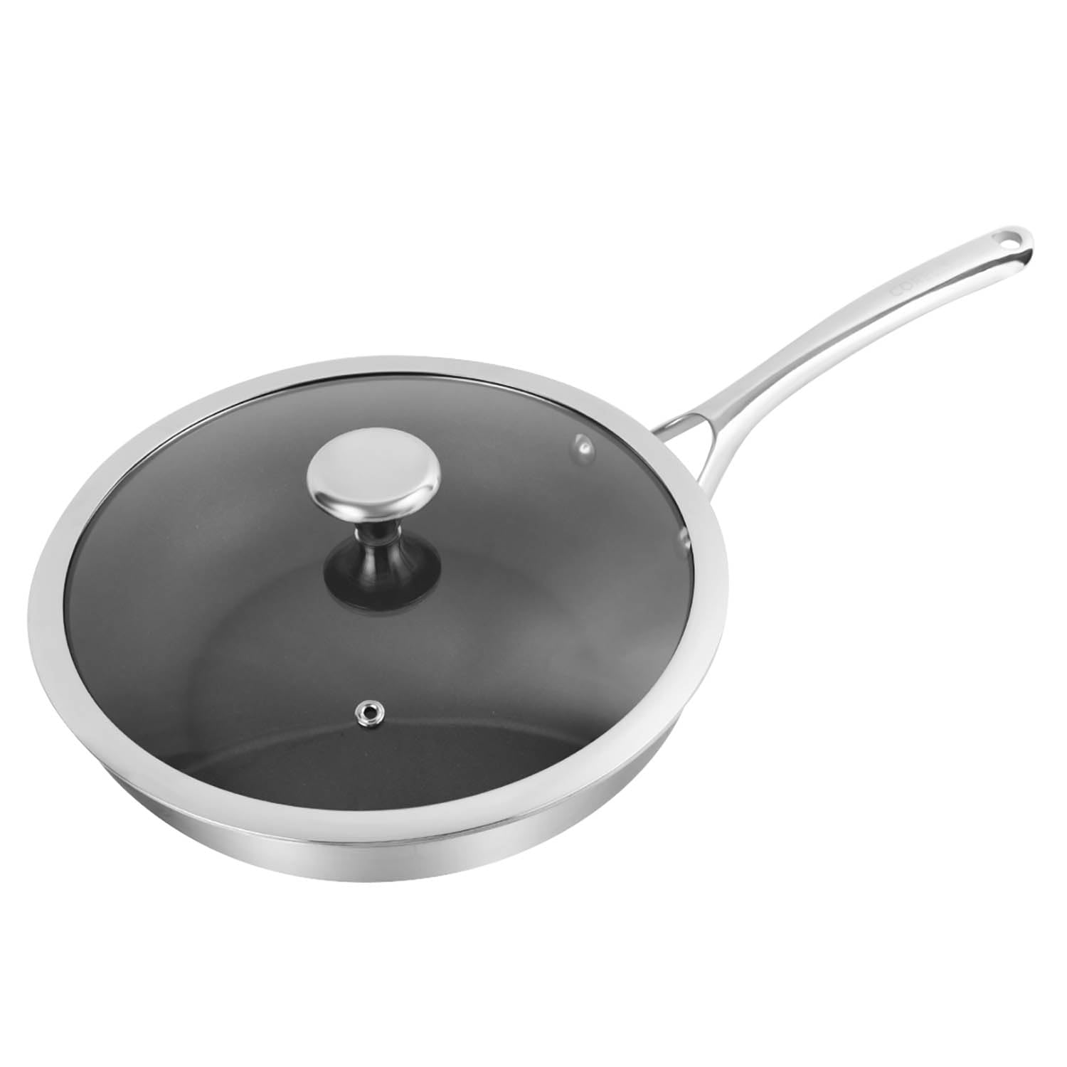 CORELLE Duranano Wok Pan 26Cm with Lid, Tri-Ply Stainless Steel