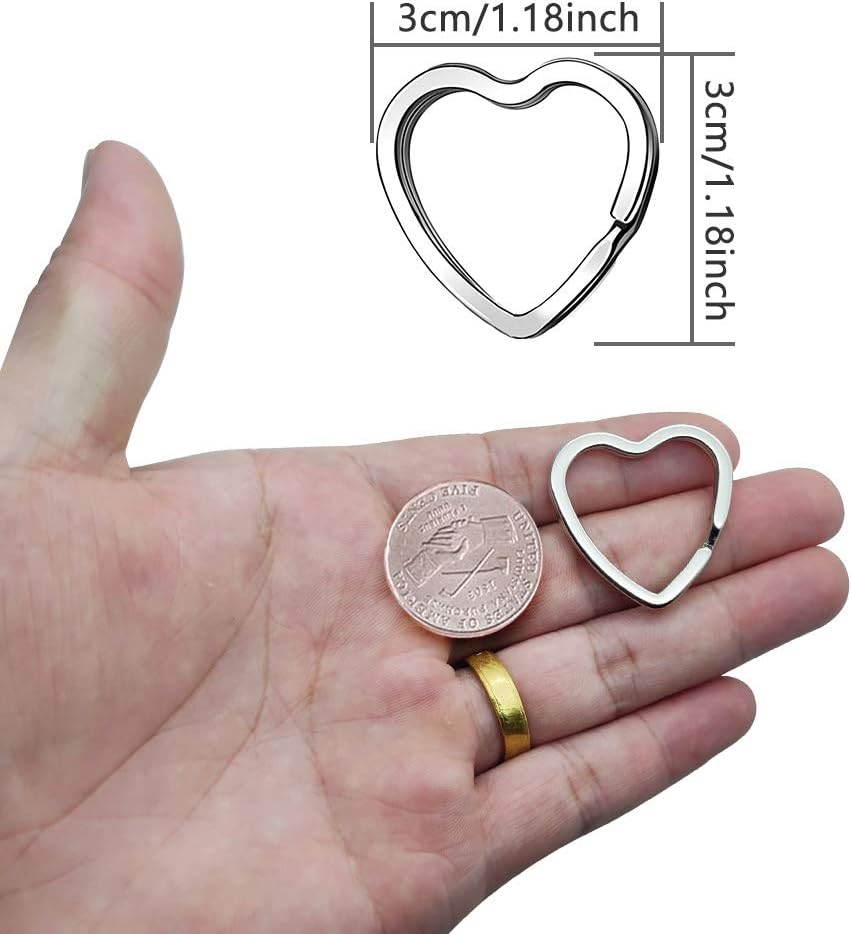 50Pcs Heart Shaped Split Key Rings,Crafts DIY Keychain Metal Key Rings for Home Car Office Organization,Arts & Crafts Projects, Lanyards