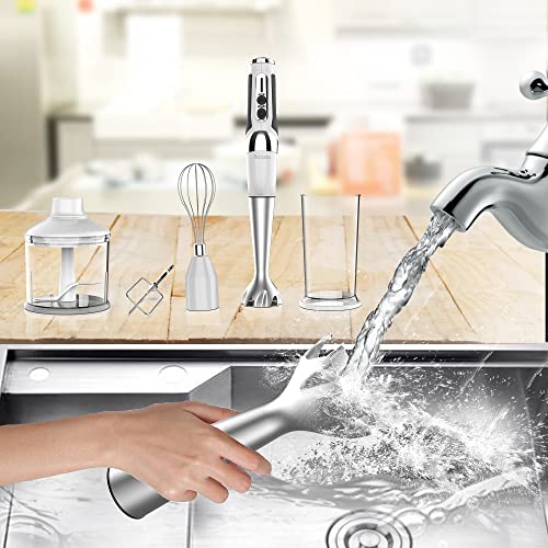 Cordless Hand Blender White, 4-In-1 Electric Immersion Blender 3-Angle Adjustable Powerful Variable Speed Control With 21-Speed, Usb Rechargeable Portable Stick Mixer With Chopper #TOP6