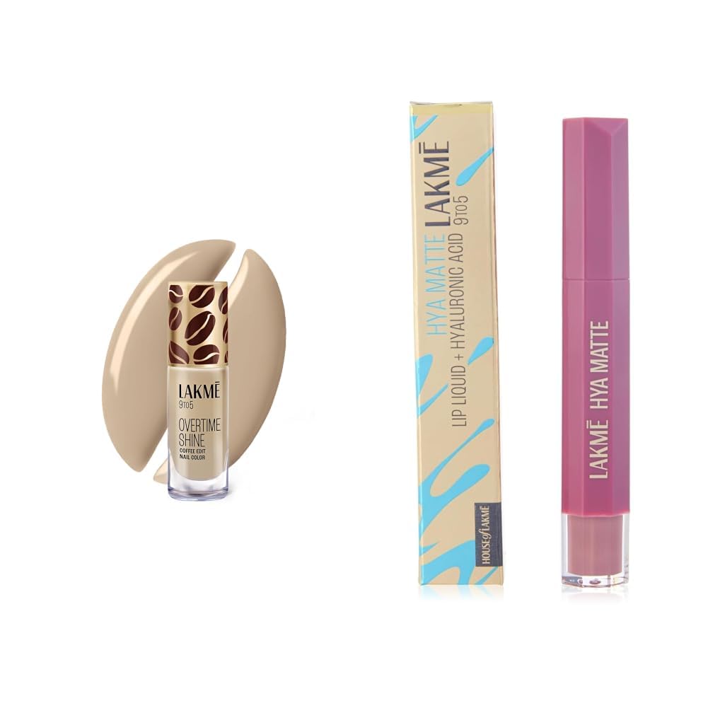 Lakme 9 to 5 Overtime Shine Nail Polish - Coffee Edit - 02 -Flat White Fantasy 6ml Lakme 9to5 Hya Matte, Pro Pink Medium Liquid Lipstick, for Soft and Supple Lips, with Hyaluronic Acid Vitamin-picture-28