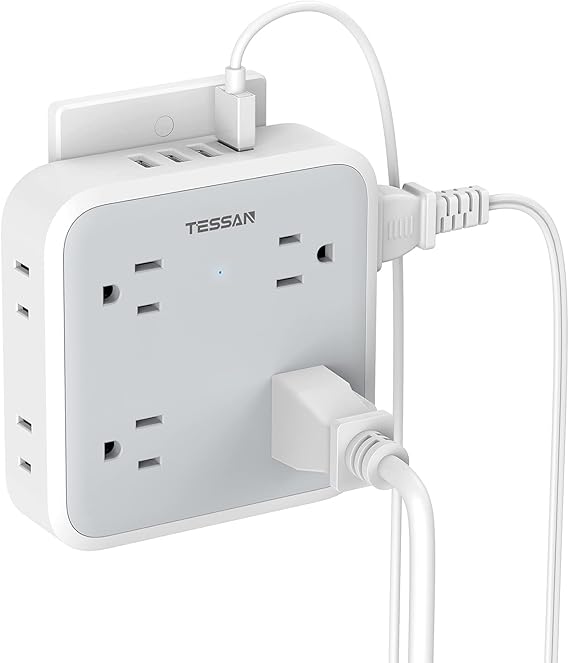 Multi Plug Outlet Splitter with USB, TESSAN Multiple Outlet
