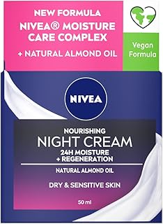 NIVEA Rich Regenerating Face Night Cream (50ml, Pack of 3), Almond Oil Moisturiser for Sensitive & Dry Skin, Perfect for Night time Skin Care Routines