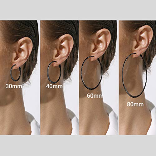Big Thin Hoop Earrings For Women 80Mm Large Hoops Earring Stainless Steel Black Hoops Fashion #TOP4
