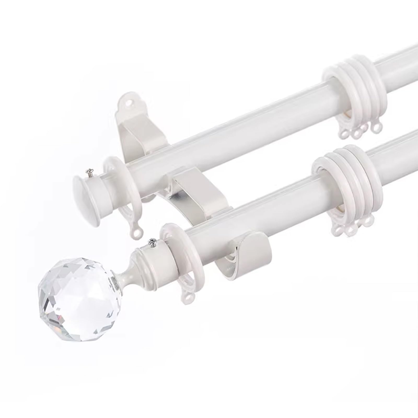Tringle à Rideaux Double Murale en Alliage d'aluminium de 28 mm avec Supports et Anneaux Robustes pour Rideaux Transparents ou occultants. Solution Moderne pour Les fenêtres du Salon et de l