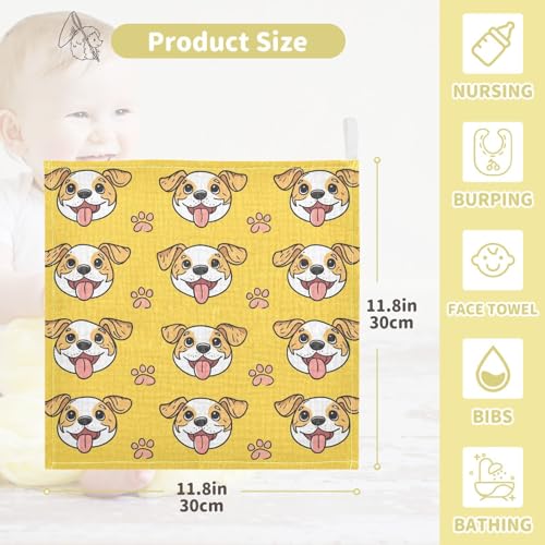 vvfelixl Funny Dog and Paws Baby Burp Cloths Baby Muslin Washcloths for Boys Girls Cotton Babys Face Towel for Newborn Infants Soft and Absorbent 11.8 X 11.8 in, 5 Pack4