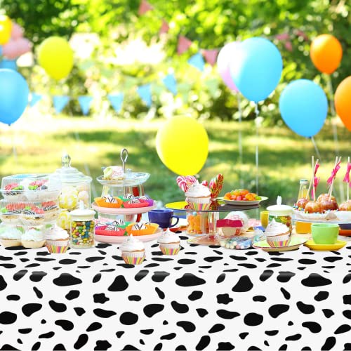 Image of Cow Print Tablecloth 2 Pack Black and White Cow Print Table Cloths for Baby Shower Birthday Parties Farm Animal Themed Party Holiday Outdoor Picnic 54 x 108 Inch