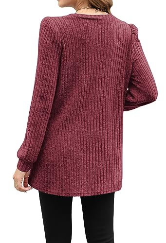 Image of OFEEFAN Long Sleeve Shirts for Women Long Sweaters with Pockets Tunic Tops Loose Fit