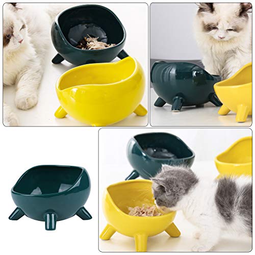 Tigela de cerâmica para gatos para proteger a coluna cervical tigela de comida de gato tigela de com