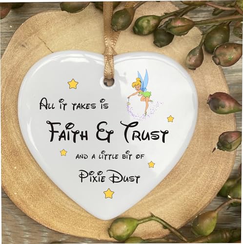 Walt D Tinkerbell Girl Inspired Quote Ceramic Heart Plaque Sign Keepsake Gifft cr65