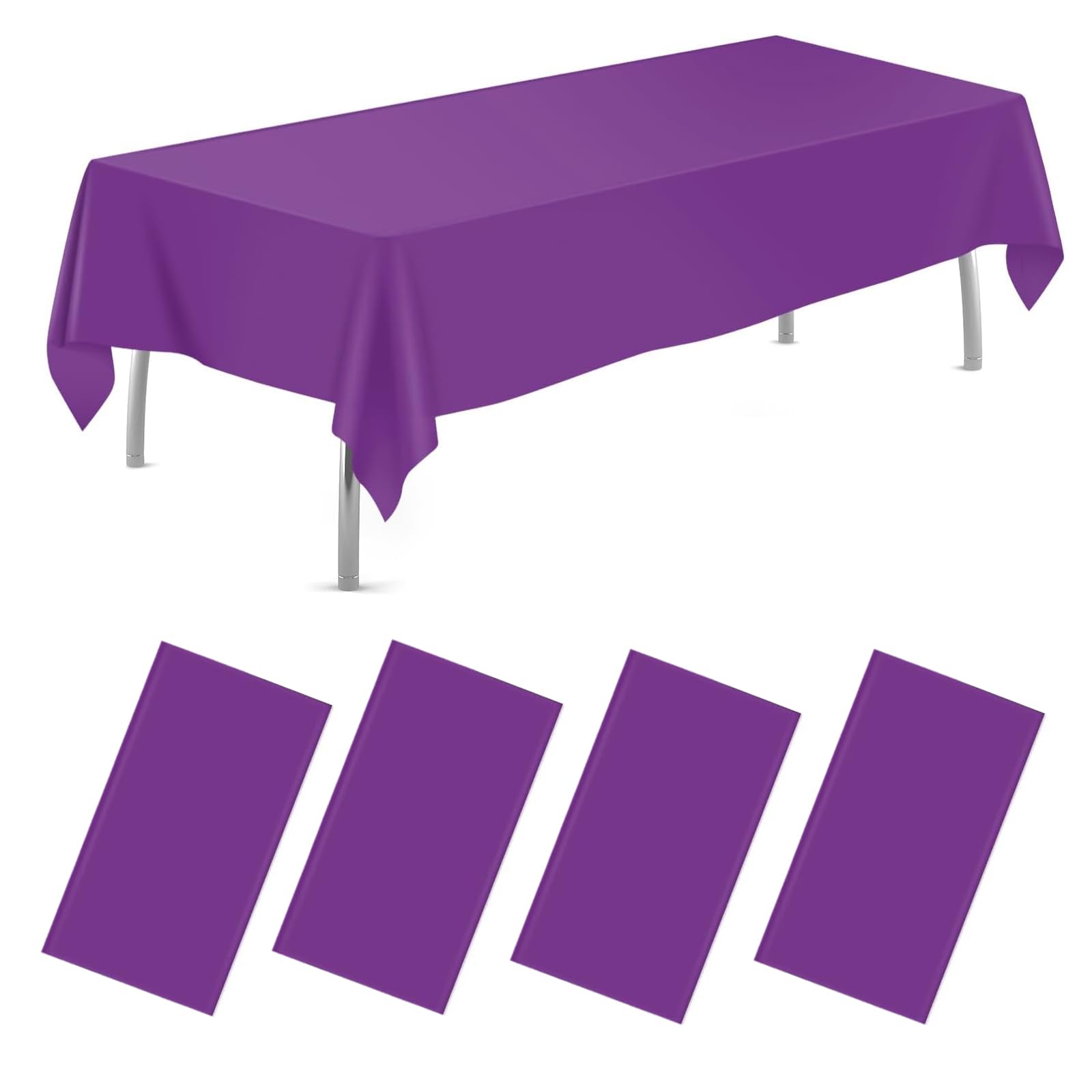 4Packs Disposable Rectangle Plastic Party Tablecloth,137*274 cm for Rectangle Tables Cloths for Parties, Events & Weddings, Indoors Outdoors,Graduation Party Themed Events (Purple, 137*274cm)