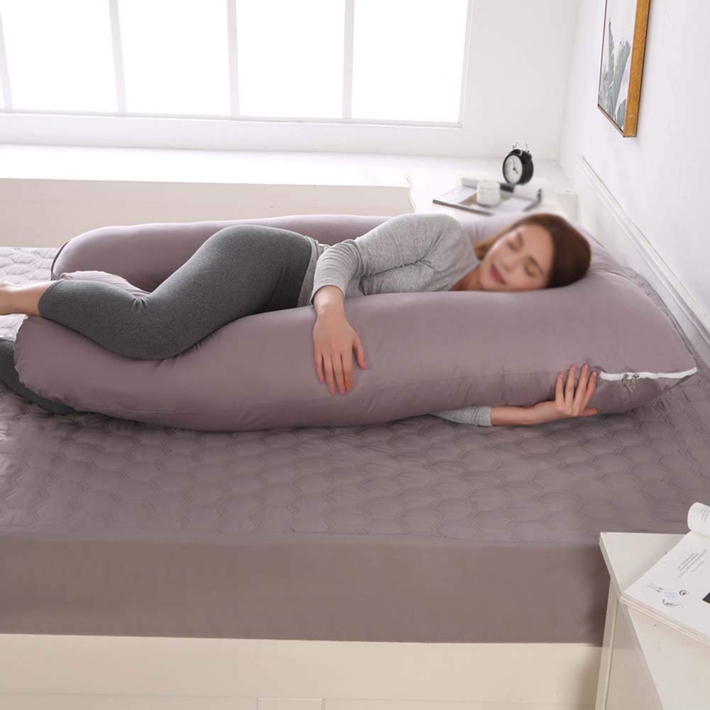 Cuscino Per Gravidanza A Forma Di U, Grande Cuscino Gravidanza Per Dormire Prenatal E Allattamento Neonato, Supporto Schiena, Gambe, Pancia,Cotone-Bianca,130x70cm