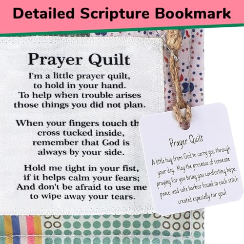 Image of HASTHIP 3.9'' Prayer Quilt with Cross Inside, Portable Christian Comfort