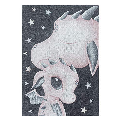 Kindertapijt Korte stapel Mama Baby Kite Ontwerp Kinderkamer Babykamer Speelkamer 8 mm poolhoogte Zacht Rechthoekig Rond Lopers Blauw, kleur:Roze, Groote:160x230 cm - Afbeelding 3