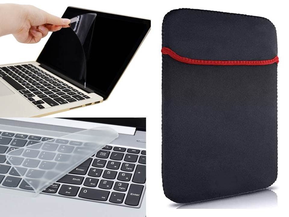 Anjo 3 in 1 Combo 14 Inch Laptop Screen Protector, Keyguard & Laptop Sleeve (Transparent).