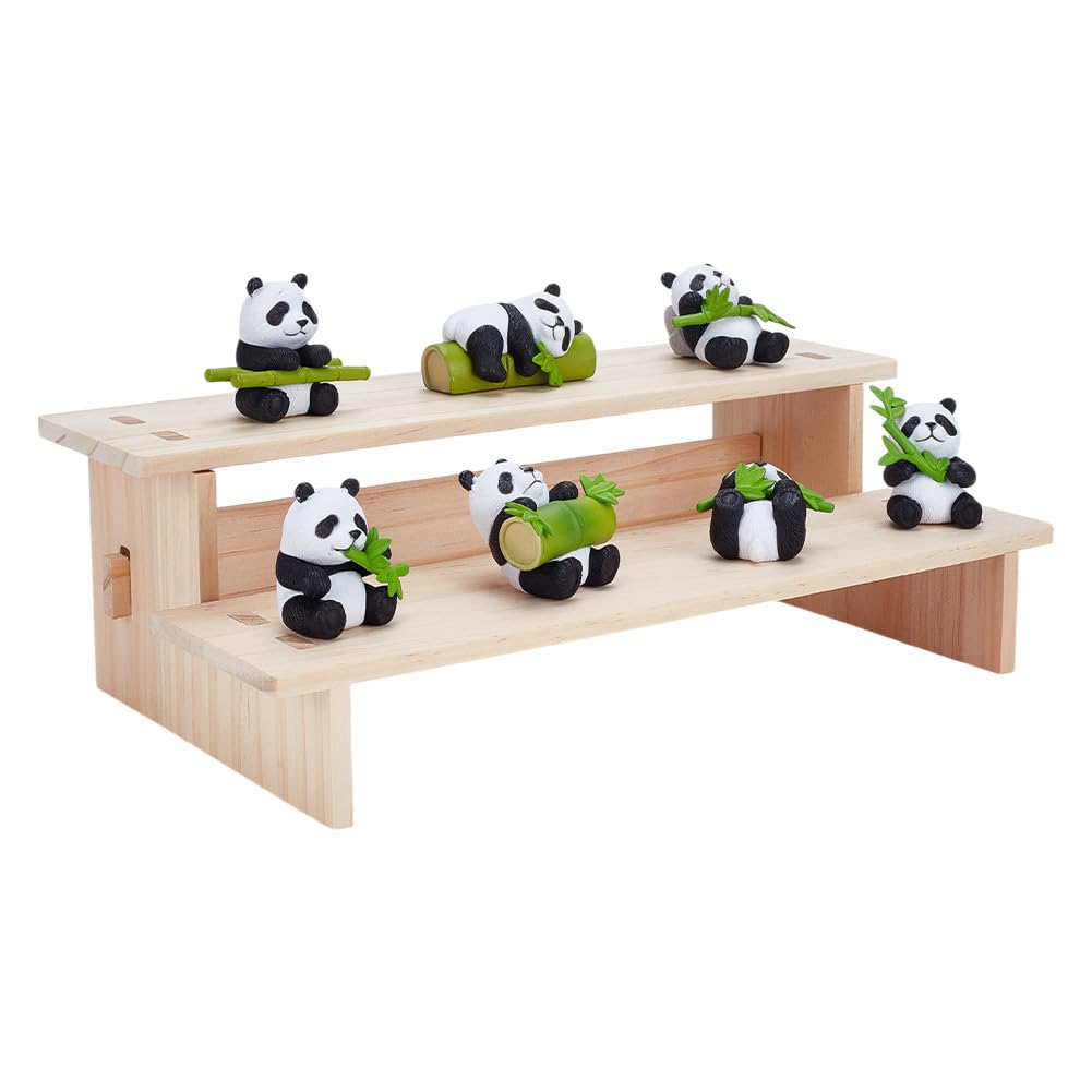 NBEADS 2-Tier Wooden Display Riser Shelf, Tabletop Small Food Stand Wooden Display Riser Stand Wood Display Stand for Perfume Cosmetics Figure Collection, Blanched Almond, 29.7x15.8x9.3cm