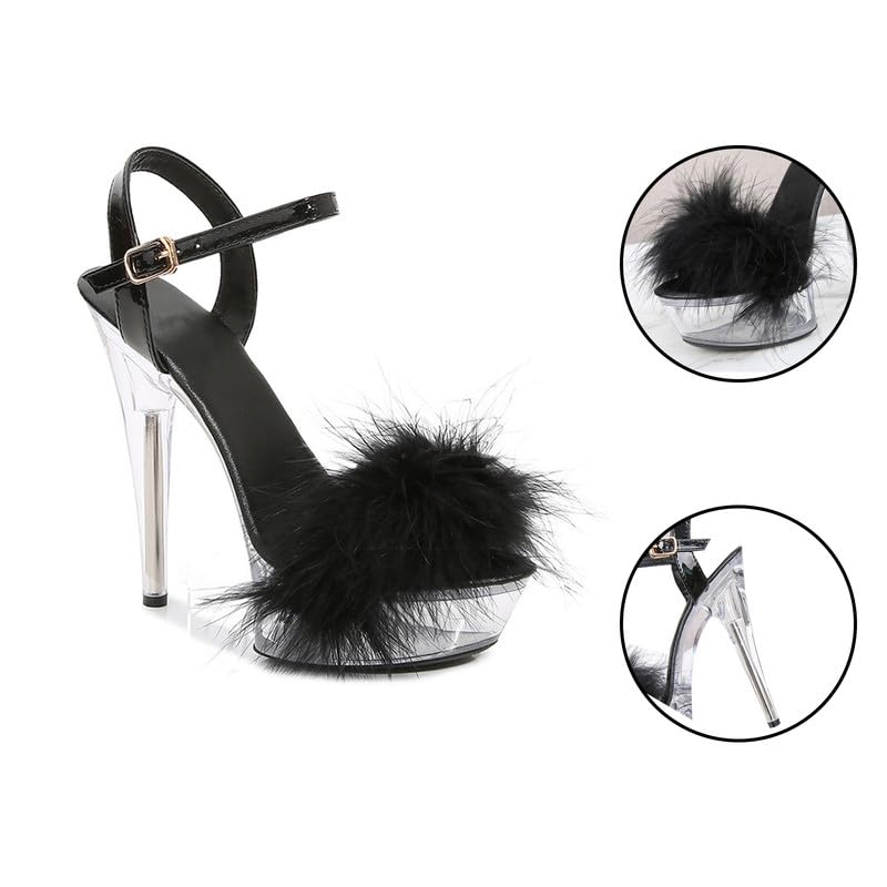 Women's Clear Platform Stiletto High-heeled Sexy Ankle Strap Dance Heels Sandals2