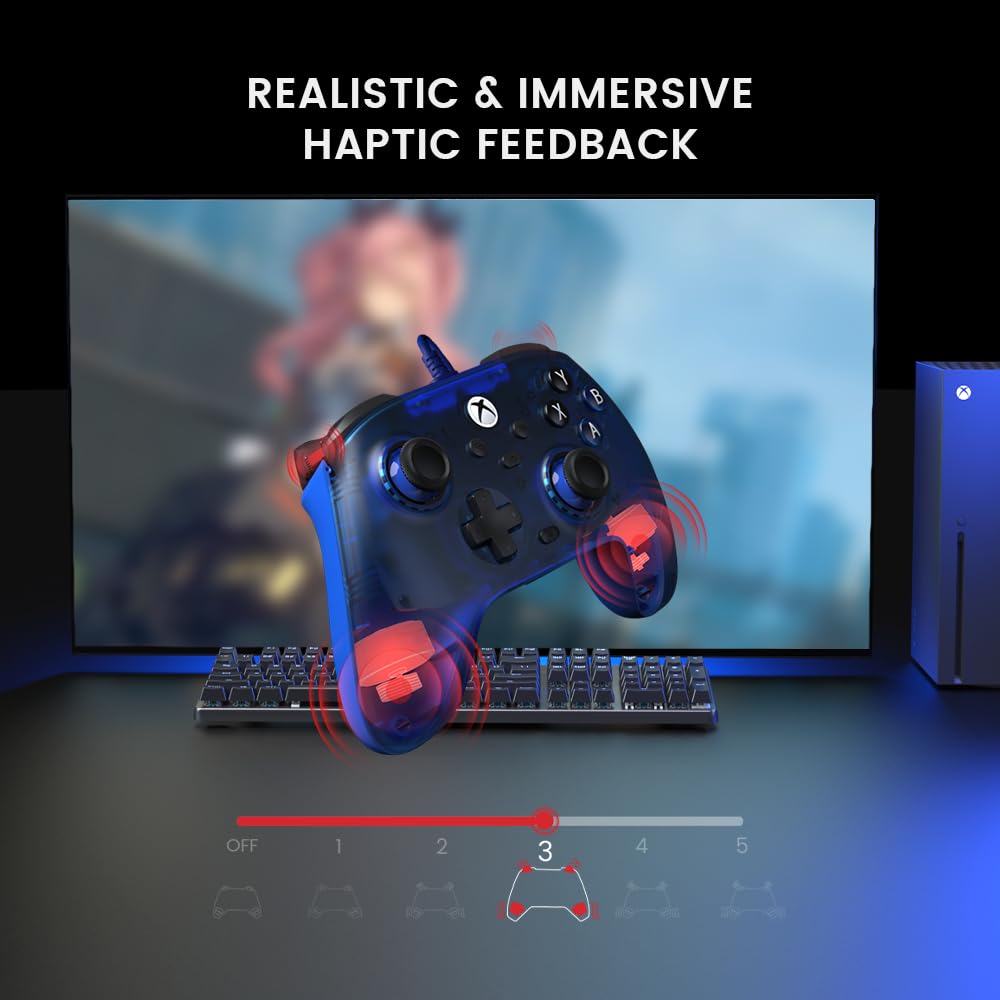 GameSir T7 Controller Cablato per Xbox Series X|S, Xbox One e Windows 10/11, Gamepad da Gioco Plug and Play con Joystick ad Effetto Hall/Trigger Hall, Jack Audio da 3,5 mm - Blu