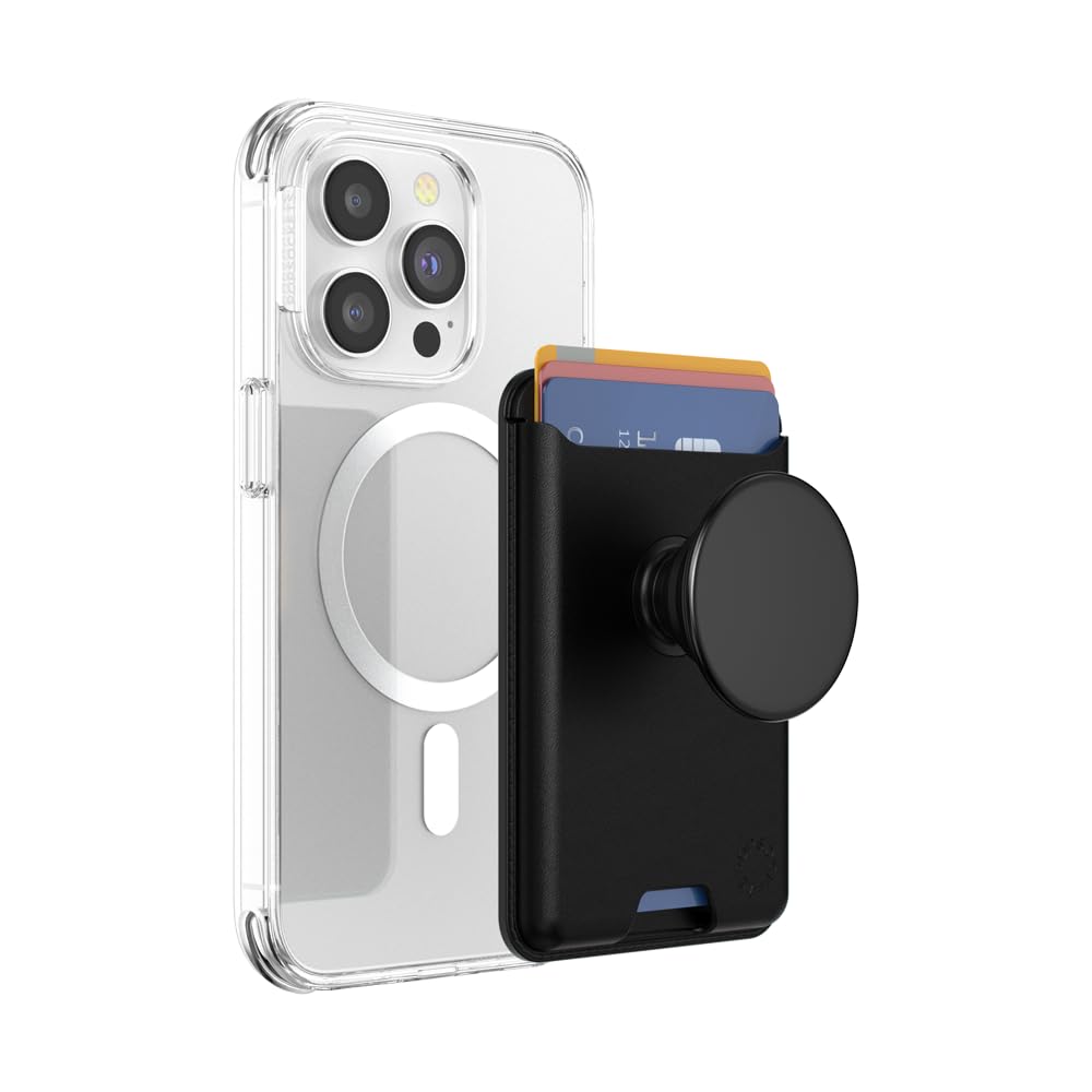 PopSockets Softgoods Phone Wallet with Expanding Grip and Adapter Ring for MagSafe, Phone Card Holder, Wireless Charging Compatible, Wallet Compatible