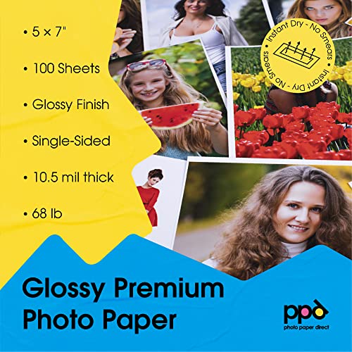 PPD Glossy Photo Paper for Inkjet Printer 5 x 7 Premium Quality Printable Sheets for Custom Picture Professional Photographic Instant Dry for with Normal Dye or Pigment Ink (100 Pack/280 GSM) - Image 2