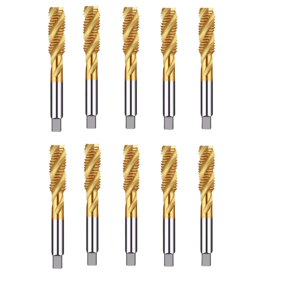 Grifo de Rosca de M2-M24, máquina recubierta de Ti, Grifo de Enchufe, Herramientas manuales de Rosca de Flauta Recta métrica de Alta Velocidad(Luox,10 PCS_M10X1.5)
