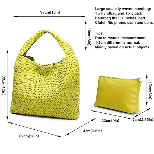 Queenoris Fashion Woven Purse for Women Top-handle Shoulder Bag Soft Summer Hobo Tote Bag3