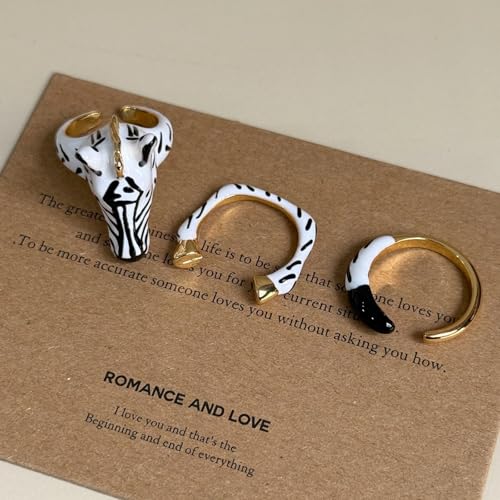 Bagues à imprimé animal rétro et réglables | Bijoux de doigt empilables