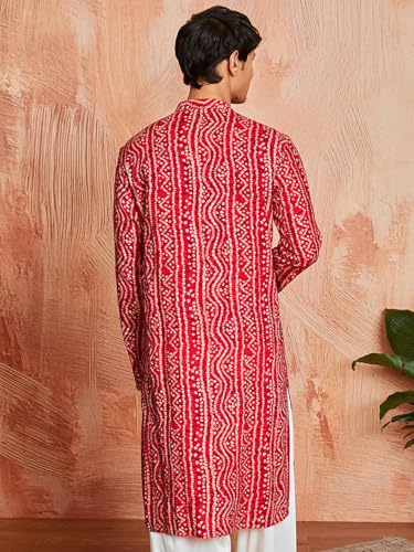 Image of VASTRAMAY Men's Bandhani Rayon Kurta