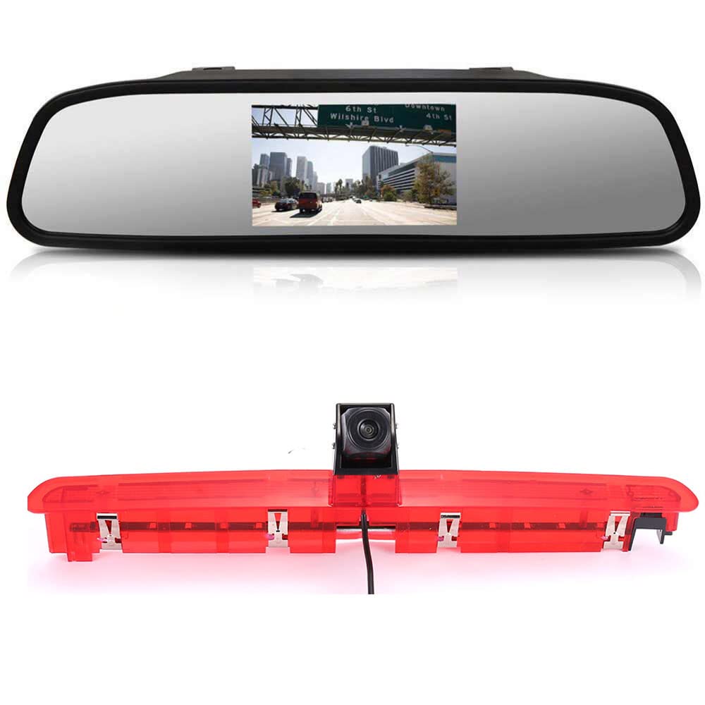 Lampa hamowania HD kamera cofania z wyświetlaczem LCD 4,3 cala zamiennik lusterka wstecznego do VW T6 tylnej klapy wysokiego dachu, światło hamowania, transporter, biznes, MPV, SUV Bus