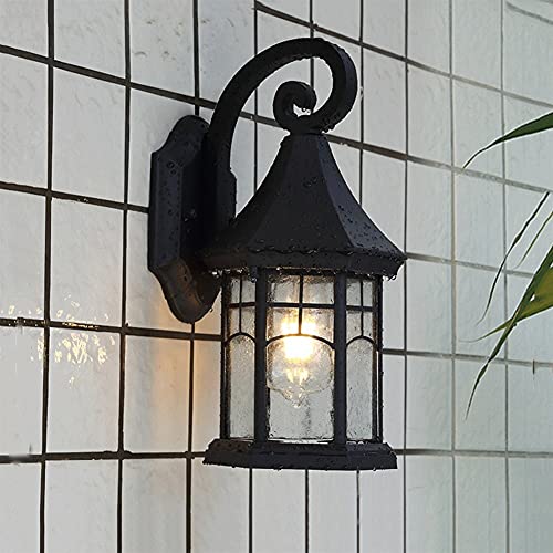 Lanterne antique applique murale rétro extérieure en métal noir - 3