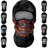 3D Balaclava Full Face Mask,Skull Face Shield Motorcycle Head Cover Headwear Mask Ghosts Skull Cover for Men Women (Magma face)