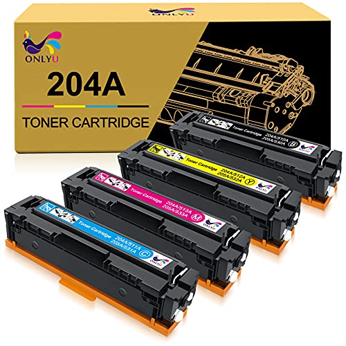Hottest Sale ONLYU Compatible Toner Cartridge Replacement for HP 204 204A CF510A CF511A CF512A CF513A Pro MFP M180nw M180n M181 M181fw M154a M154nw Printer (Black, Cyan, Yellow, Magenta, 4-Pack)