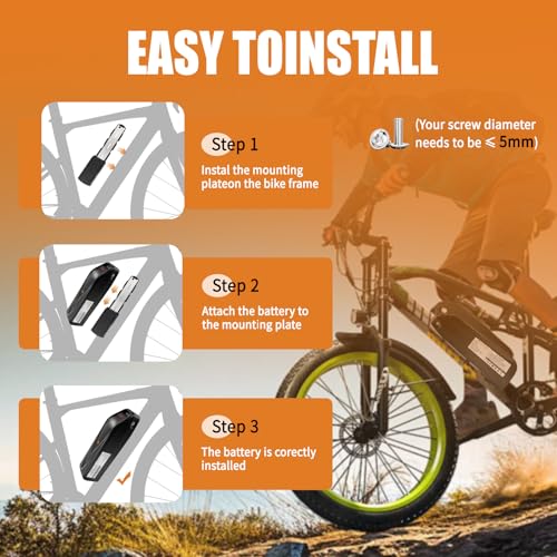 Image of 48V Ebike Battery, 48V 18.2AH Electric Bike Lithium Battery with Charger and BMS, Indicator Light, Safe Lock for 350W 500W 750W 1000W 1500W Electric Bicycles Mountain Bike Motor