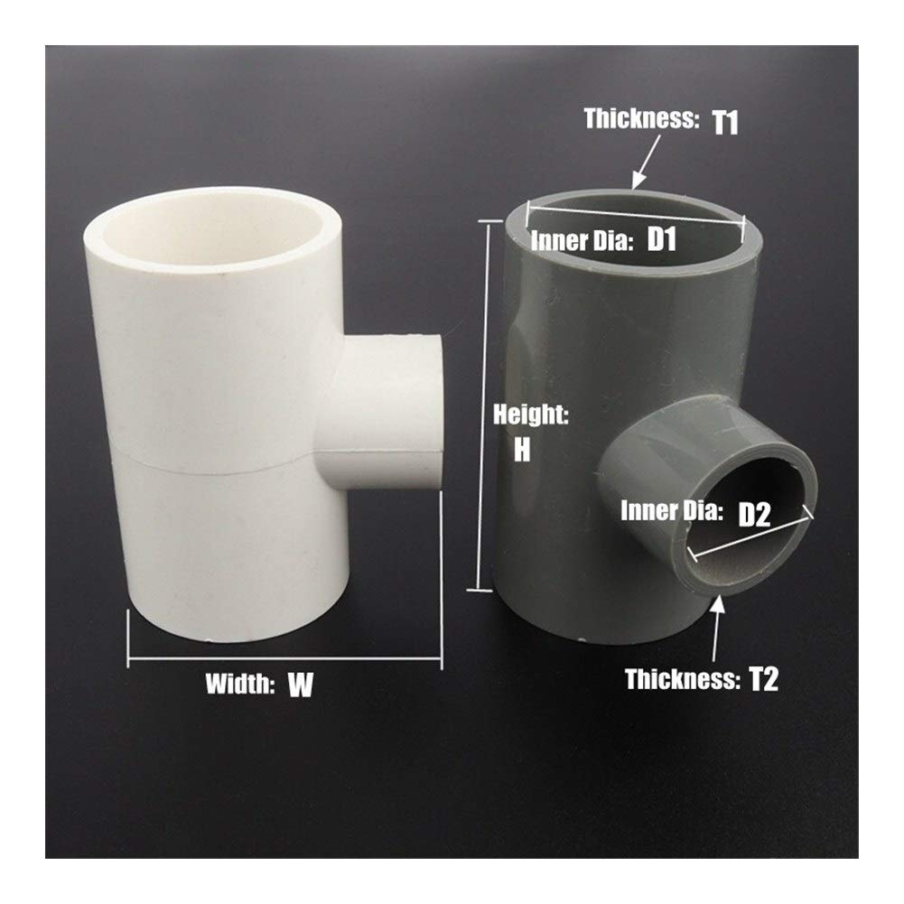 Herramienta de conector de tubería 3 piezas 63 75 mm a 20 ~ 63 mm Juntas en T reductoras de PVC Conectores de tubería de agua de riego de jardín Accesorios para tanque de peces de acuario Accesorio