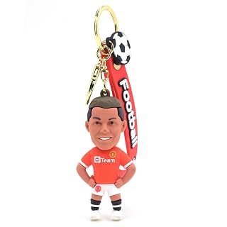 Daiyamondo Cheers on Your Favorite Team With Your Favorite Football Player Jersey 3D Rubber keychain With Long Ribbon - A Vibrant Accessory for Soccer Fans and Collectors (Red Ronaldo Stand)