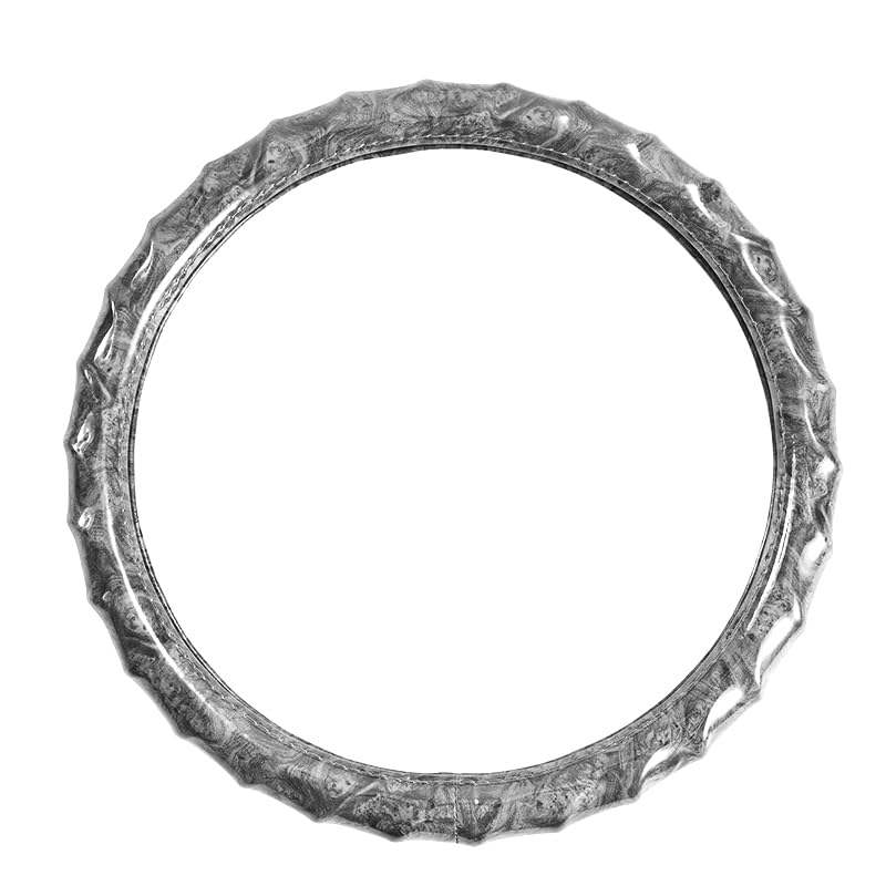 LSAUTO Wood Grain Steering Wheel Cover - Comfortable Grip, Artistic Design, Easy to Install, Universal Fit for Cars, Trucks, Vans & SUVs (White)