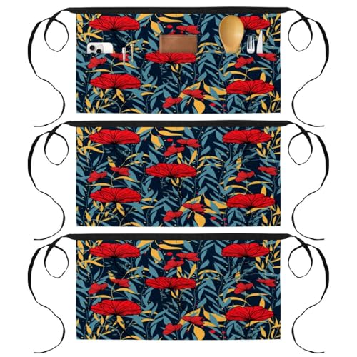 Tabliers courts de chef demi-tablier de cuisine restaurant bar lot de 3
