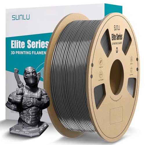 SUNLU Official Elite PETG Filament 1.75mm - 1kg(2.2lbs) Strong 3D Printer Filament, 1.75mm Dimensional Accuracy +/- 0.02mm, 320 Meters, Grey A-petg-grey