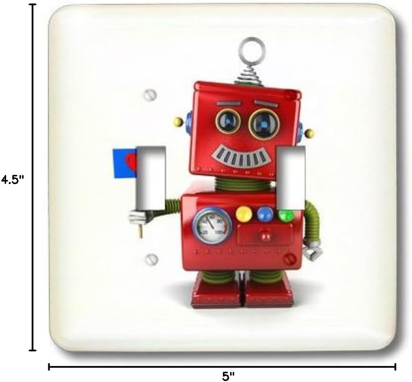 3dRose lsp_171865_2 Cute Toy Robot with Heart Sign Light Switch Cover image 3