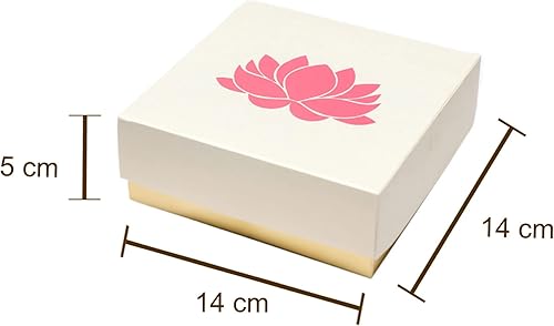 Miniatura 5 de Lotus - Cajas blancas impresas para dulces indios, galletas, golosinas, mithai, dulces, cajas de regalo con tapas a granel, caja de Mithai a granel