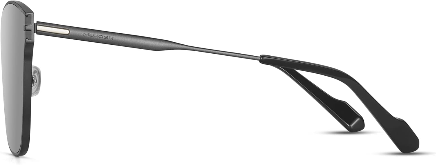 MUJOSH Futuristic Oversized Sunglasses for Men Women, One-Piece Goggle Style Shades for Driving, Party & Fashion Accessories, Charcoal Grey, Exclusive Eyewear Brand of EssilorLuxottica - Image 4