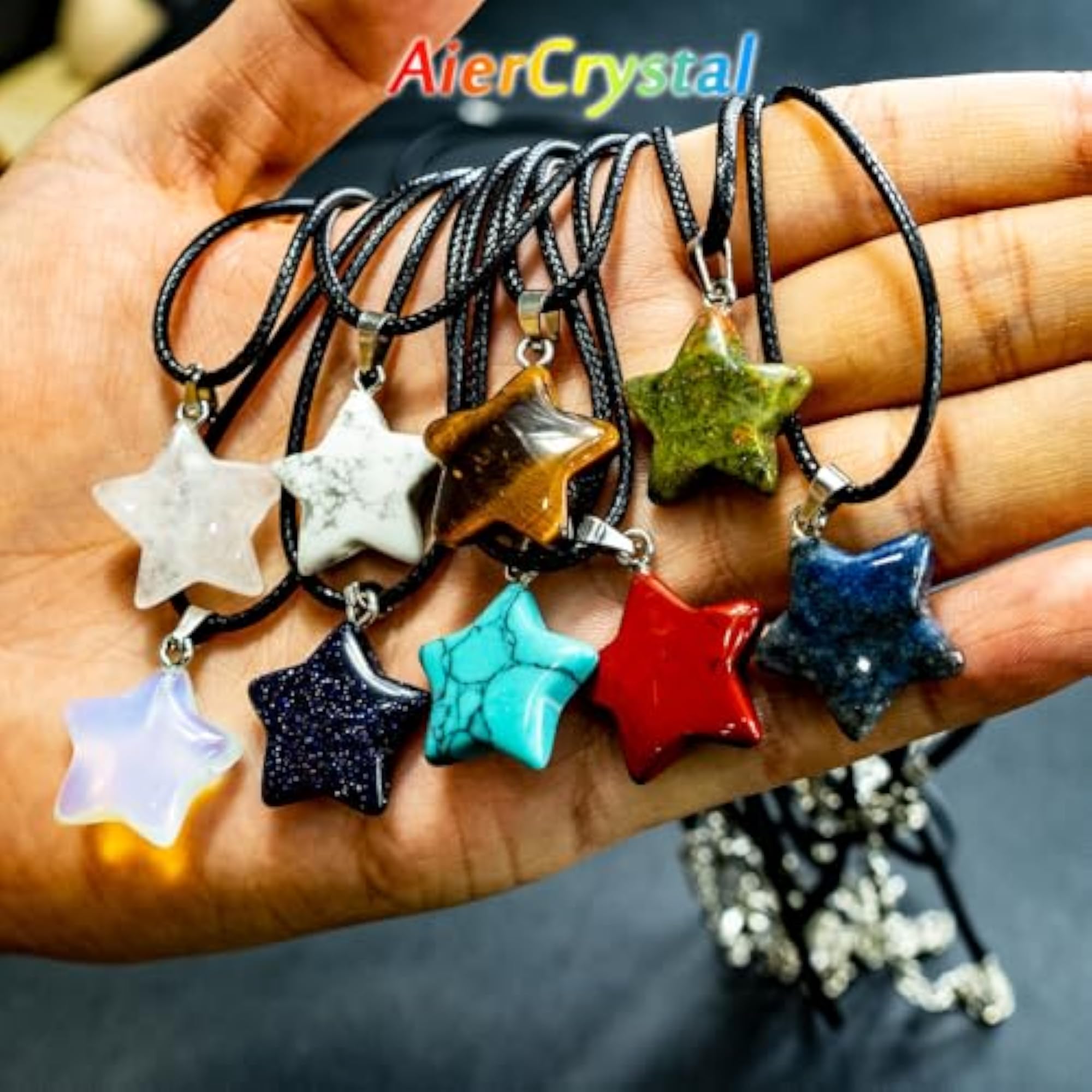 Crystal Five-Pointed Star Pendant Necklace, Healing Accessory