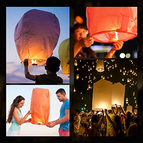 Paper Lanterns, 18pcs 100% Biodegradable Chinese Sky Lanterns, Wishing Lanterns for Weddings, Parties, New Year, Celebrations, Commemorative Ceremonies