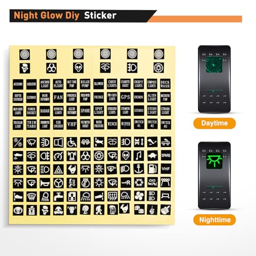 Image of Nilight 6 Gang Rocker Switch Panel SPST On Off Toggle with DIY Label Sticker | 5PIN Electrical 12V /20A 24V /10A Aluminum Plate with Pre-Wired Jumper Wires for LED Light Bar RV Boats 4X4 Cars Green