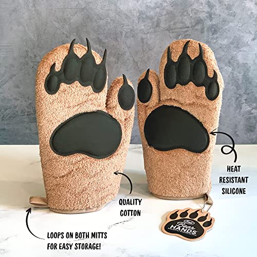 Genuine Fred Bear Hands Oven Mitts – Heat-Resistant Silicone and Cotton Gloves, Fun Gift for Bakers, Animal Lovers, White Elephant or Housewarming