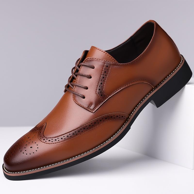 Mens Fashion Oxfords Lace-up Comfort Business Oxford Shoes Rubber Flat Dress Shoes3