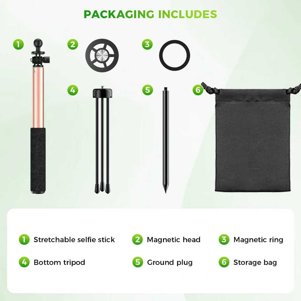 Perche à selfie de golf avec piquet et trépied, support magnétique MagSafe pour téléphone, rotation à 360°, perche réglable de 73 à 119,4 cm pour enregistrement de swing, entraînement de