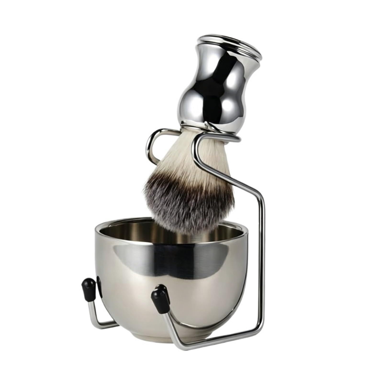 Set di pennelli da barba 3in1 professionali for Pulizia for lo styling della con supporto for schiuma sapone Ciotola for toelettatura Strumenti for la cura dei baffi(3PCS C)